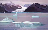 Hilton Macdonald Hassell, Glacier, Bylot Island, Eastern Arctic, 1977, acrylic on wood board