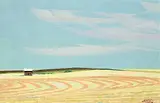 Hilton Macdonald Hassell, Prairie Grainfields, Alberta, 1972, acrylic on wood board