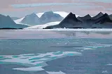 Hilton Macdonald Hassell, Bylot Island [From the Channel Pond Inlet] Eastern Arctic, 1975, acrylic on wood board