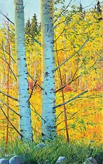 Aspen Twins by Ron Hedrick, oil on canvas, sold Nov 2024