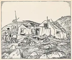 A. Y. Jackson, Eskimo Houses Pond Inlet, 1927, ink on paper