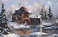 Georgia Jarvis, A Grist Mill, oil on wood board