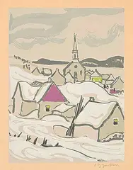 A. Y. Jackson, Untitled - Chapel in the Snow, colour silkscreen on paper
