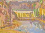 Illingworth Kerr, Untitled - West of Calgary, oil on wood board