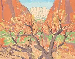 At Zion by Illingworth Kerr, 1981, oil on canvas board, sold Nov 2024