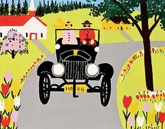 Maud Lewis, Untitled - A Sunday Drive, enamel on paper board