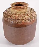 Luke Orton Lindoe, Untitled - Cream and Brown Vase with Floral Edging, glazed ceramic