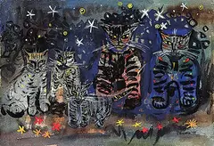 Janet Mitchell, Untitled - Group of Cats, 1959, watercolour on paper