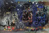 Janet Mitchell, Untitled - Group of Cats, 1959, watercolour on paper