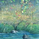 John Mckee, Untitled - Tangle on River's Edge, acrylic on wood board