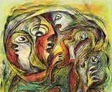 Daphne Odjig, Genocide 2, 1973, acrylic on paper