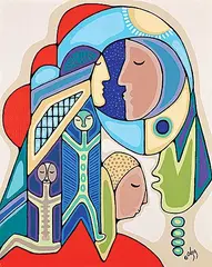 Daphne Odjig, Levels of Understanding, 1995, acrylic on canvas