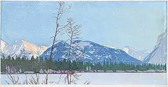 Tunnel Mountain #7/100 by Walter J. Phillips, 1944, colour wood block on paper, sold Nov 2024