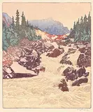 Walter J. Phillips, Above Lake Louise, 1945, colour wood block on paper