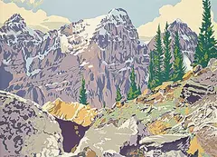 Walter J. Phillips, Valley of the Ten Peaks, 1953, colour silkscreen on paper board