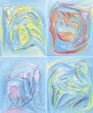 Joseph Sanchez, Grandfathers Four Directions [North, South, East and West], 2019, acrylic and conte on canvas