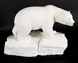 Lyle Sopel, Silent Stride - Polar Bear, green nephrite jade and marble sculpture