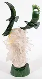 Lyle Sopel, Troubadours - Pair of Eagles, green nephrite jade and quartz sculpture