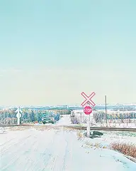 William H. Webb, Wiley's Crossing - Winter [Near Heath, Alta.], 1986, acrylic on canvas