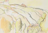 Lionel LeMoine FitzGerald, Clay Banks in Calgary, 1925, watercolour on paper