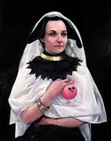 Chris S. Flodberg, Portrait with Veil and Pink Keychain, 2017, oil on wood board