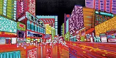 Sheila Kernan, Approaching The Lights, mixed media on canvas