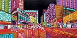 Sheila Kernan, Approaching The Lights, mixed media on canvas