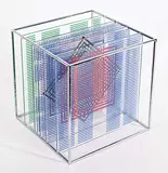 Gordon A. Smith, Untitled - Geometric Cube, colour silkscreen on plexiglass and metal sculpture