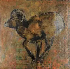 Les Thomas, Animal Painting #135 [Mt. Sheep], 2000, encaustic on wood board