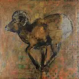 Les Thomas, Animal Painting #135 [Mt. Sheep], 2000, encaustic on wood board