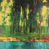 Les Thomas, Bow River Painting #016-1441, 2016, oil on wood board