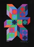 Victor Vasarely, Untitled - Colourful Blocks #33/150, colour silkscreen on paper