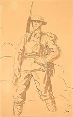 Augustus John, Untitled - Soldier, ink on paper