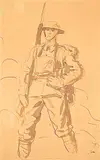 Augustus John, Untitled - Soldier, ink on paper