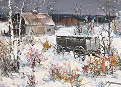 Tinyan Chan, First Snow, oil on canvas