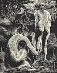 Emil Ganso, Bathers, 1933, wood engraving on paper