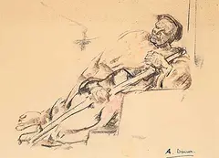 Untitled - Man Resting by Arthur Lismer, pastel on paper, sold Nov 2024