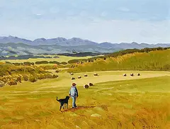 Peter Shostak, Checking the Hayfield, 1999, oil on canvas