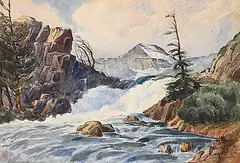 John Sugden Tempest, Swift Current Falls, watercolour on paper