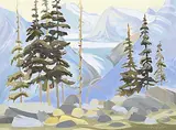 Wendy Wacko, Untitled - Mountain Trees, oil on canvas board