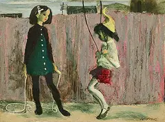 William Arthur Winter, Skipping, oil on wood board