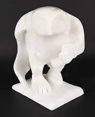 Joe Ashoona, Owl Transformation, 2008, white stone carving