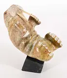 John Avaligak, Untitled - Sitting Walrus, 2003, light brown stone and bone carving