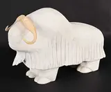 Gary Ayaligak, Musk-Ox, 2008, white stone and bone sculpture