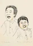 Jackson Beardy, The Laughing Boys #9/100 [X a/p], 1978, colour silkscreen on paper