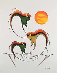 Isaac Bignell, Buffalo Spirit Family, 1988, acrylic on canvas