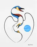 Isaac Bignell, Untitled - Two Birds, 1987, acrylic on canvas board