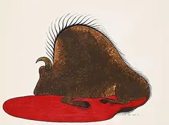 Kenneth Benjamin Chee Chee, Dying Buffalo, 1974, ink and acrylic on paper