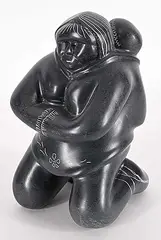 Tony Blackduck, Mother and Child, black stone carving