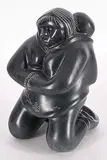 Tony Blackduck, Mother and Child, black stone carving
